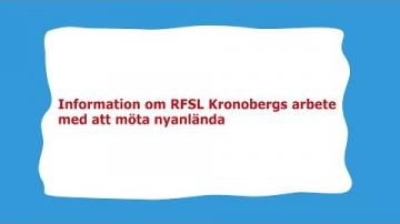 Rätt att veta! - Information om RFSL Kronobergs arbete med att möta nyanlända